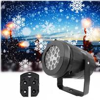 LED projektorius naktinės šviesos snaigės projektorius lauko lempa 360° besisukanti namų šventės vakarėlių dekoravimas 【plug-in card】1 snowflake pattern juoda