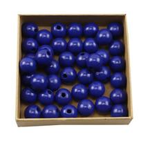 50 vnt. Ekologiški apvalūs mediniai karoliukai Didelė skylutė Mediniai tarpiniai karoliukai „pasidaryk pats“ rankdarbiams, papuošalų gamybai Geltoni 16 mm blue