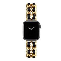 Moterų auksinė apyrankė Apple Watch juostai 11 10 46mm 9 8 Ultra 3 49mm SE 6 41 45mm 38/42mm 44 40mm Dirželis Metalinis Odinis Apyrankė 40mm black