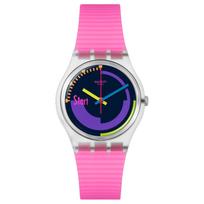 SWATCH Neon Series Quartz Movement 30 Meters Waterproof Unisex Swiss Watch 34mm Purple Dial Biosource Material Case Silicone Strap SO28K111 violetinė