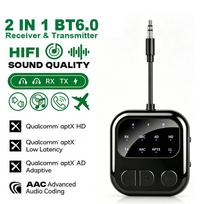 3.5mm AUX LCD Car Bluetooth 6.0 Audio Receiver & Transmitter Adapter 2 in 1,aptX-Adaptive/HD/LL AAC Low Latency HIFI Wireless Audio Adapter for PC TV Standard juoda
