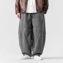 Winter Thickened Lamb Wool Lined Pants Men Retro Loose Straight Warm Trousers Oversized Streetwear Casual Warm Insulated Bottoms 4XL gray