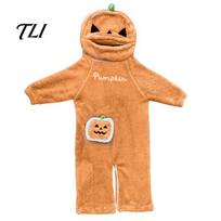 Kids Halloween Costume Pumpkin Onesie Pajamas for Kids, Plush Hooded Warm Sleepwear Sleepwear, Cosplay One Piece Winter Home Clothes S orange