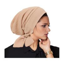 Moterų turbanas Lengvas Laisvo kirpimo Visiškai dengiantis Tamprus megztas galvos apdangalas Vienspalvis Bangos tekstūros Apsaugos nuo saulės kepurė beige