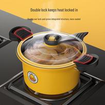 High-Capacity Ceramic Micro-Pressure Cooker with Black Inner Pot for Universal Stove Stewing 26cm gray
