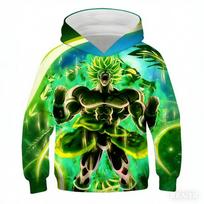 Trend Hip-Hop Hooded Sweatshirt Kids Adults Dragon Ball Battle Suit 3D Print Hoodie Sports Sweatshirt Top Clothing L green