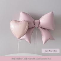 Matte Pink Heart Balloon Decoration for Children's Birthday Party Backdrop Cream Pink Bow + 18-inch Heart + Ribbon white
