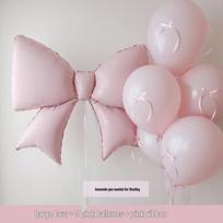 Matte Pink Heart Balloon Decoration for Children's Birthday Party Backdrop Cream Pink Bow + 18-inch Heart + Ribbon