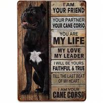 Cute Cane Corso Gifts Metal Sign 8x12 Tin Wall Decor for Dog Lovers, Home Bar Garage Man Cave įvairiaspalvis