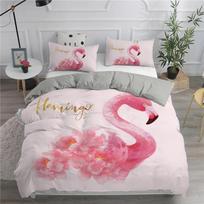 Animacinis rožinis flamingo patalynės komplektas mergaitėms vaikams paaugliams mielas antklodės užvalkalų rinkinys vienviečio dviviečio karalienės karališko dydžio 2/3 vnt. poliesterio antklodės užvalkalas 70x133cm 2pcs gray