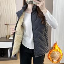 Plus Size 6XL Lamb Velvet Winter Vest Women's Leisure Sports Warmth Plus Velvet Thick Loose Vest L pilka