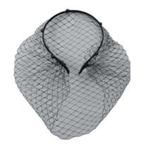 Spring Summer Mesh Veil Hairband Rhinestones Womens Headband Halloween Headwear gray