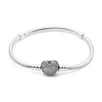 Pandora Bracelet Pave Heart Clasp Moment 590727CZ 590727CZ-20 white