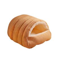 Warm Cat Cave Bed with Removable Cover Soft Pet Nest Pet Bed for Indoor Cats Cozy Sleeping House for Winter beige