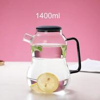 1.4L Heat-Resistant Glass Teapot Flower Tea Kettle Large Blue Glass Fruit Juice Container Ceramic Teapot white