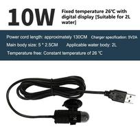Mini Aquarium Heating Rod Fish Tank Aquarium Heater Submersible Thermostat Heater 18-34°C Adjustable Temperature USB Charging+ black