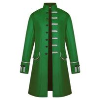 Viduramžių vyriškas Renesanso Steampunk švarkas Gotikinis Retro uniformos paltas Vėjo striukė XL žalia