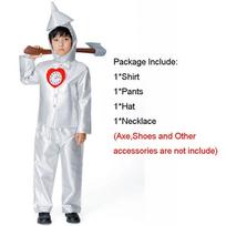 Žavingas Ozo šalies burtininko „Alavinio žmogaus“ kostiumas įvairaus dydžio berniukams ir mergaitėms Boy Suit,Boy-XL white