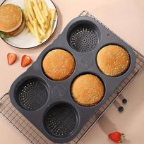 Non-Stick Silicone Hamburger Bun Mold Heat Resistant Reusable Perforated Design for Even Baking Ideal for Homemade Buns orange