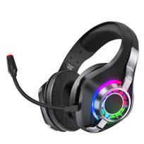 2.4GHz Wireless Gaming Headsets RGB Over Ear Headphones with 7.1 Surround Sound Noise Cancelling Microphone Black juoda