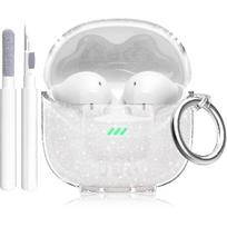 Aircawin for JBL Tune Flex 2 Case Clear Glitter with Cleaning Pen,Crystal JBL Tune Flex 2 white