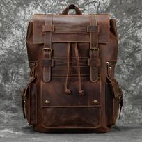 Vyriška retro kuprinė Crazy Horse odinė kuprinė Didelės talpos odinė kelioninė rankinė 16 colių kompiuterio krepšys 18inch gray