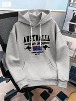 Australijos Sandraugos Spausdintas Vyriškas Bordo Spalvos Gobtuvukas Kanguru Australijos Vėliava Down Under Tekstas Minkštas Laisvas Kasdienis Kelioninis Gobtuvukas L gray
