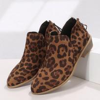 Autumn and winter new suede Martin boots women's thick heel rear zipper women's short boots 43 leopardo rašto spalva