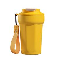 Nerūdijančio plieno aštuonkampis kavos puodelis, didelės talpos, su dangteliu, vakuuminis izoliuotas puodelis, nešiojamas sportinis puodelis <50ml yellow