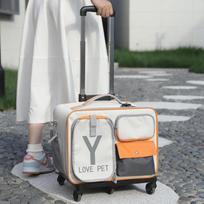 Nešiojama katės ir mažo šuns kelioninė kuprinė: Lauko sulankstomas naminių gyvūnų vežimėlis Trolley Bag gray