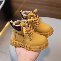 Winter Velvet Lined Martin Boots for Toddlers - Thick Cotton Baby Walking Shoes for Boys & Girls Size 19, Inner Length 13.5CM brown