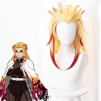 Demonų žudikas: Kimetsu No Yaiba Rengoku Kyoujurou Perukas Anime Helovinas Cosplay Karščiui Atsparūs Plaukai Vyrams Moterims Gradiento Spalva 45 Cm Cosplay Perukai beige