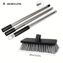 Large Hard Bristle Broom, Wooden Floor Washer, Adjustable Multi-Section Long Handle, Concrete Push Broom Outdoor Garage Broom gray