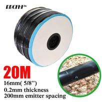 20M-150M 16mm 0,2mm Sienelės Storis Atstumas Lašelinio Drėkinimo Juosta Lašintuvai Laistymo Sistema Su 5/8'' Sodo Jungties Priedais black