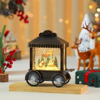 Santa Claus Snowfall Lamp: Christmas Music Box & Night Light Ornament orange