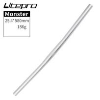 Litepro Handlebar 25.4*540/580MM  LP Monster Folding Bike Horizontal Bar Aluminium Alloy Ultra-Light Handlebars Bicycle Parts Silver 580mm white
