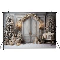 Christmas Backdrop Photography Room Fireplace Gift Xmas Tree Kid Baby Shooting Props Home Decoration Background Wallpaper Studio 82.7x59inch/210*150cm