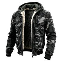 Men's Winter Camouflage Outdoor Hooded -Lined Jacket M black