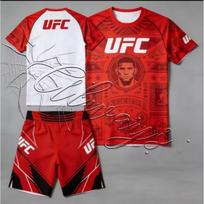Mens Womens MMA Training Set Short Sleeve T-Shirt Shorts Breathable Mesh Gym Workout Sportswear XL