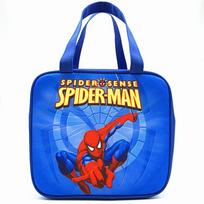 Cute Cartoon Student Insulated Lunch Box Bag With Thick Aluminum Film Canvas Material And Cars Theme Model 013 Spider Man blue
