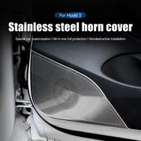 Tesla Model 3 Garsiakalbio Dangtelis Interjero Dekoro Aksesuaras A-Pillar Speaker Cover 2 Pieces - Silver gray