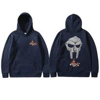 Rapper Mf Doom Madvillain Metal Mask Face Double Sided Print Hoodie Male Oversized Pullover Men's Rap Vintage Hoodies 2XL black