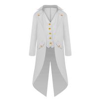 Vaikų berniukų „steampunk“ striukė, gotikinis frakas, kostiumas smokingas piratas 8–12 m. XS balta