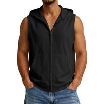 Men's Sleeveless Zip Up Hoodie Vest with Front Pockets Casual Lightweight Hooded Jacket for Outdoor Activities M juoda