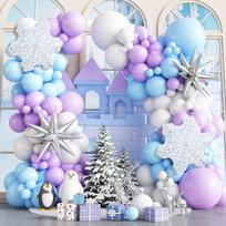 Christmas Snowflake Balloon Arch Set: Exploding Star Winter Decoration gray