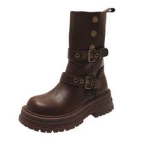Maillard Brown Martin Boots Women'S Autumn New Single Boots Platform-Soled Popular Versatile British Style Short Boots 39 black