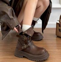 Maillard Brown Martin Boots Women'S Autumn New Single Boots Platform-Soled Popular Versatile British Style Short Boots 39 ruda