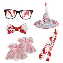 Halloween Horror Costume Props Set Bloody Bride Accessories Mask Hair Hoop Glasses Collar Bow Tie for Party Photo Shoot 5pcs set white