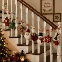 ABKP-Christmas Banner Decoration, Snowflake Gingerbread Man Ornament, Home Fireplace Wall Christmas Decoration brown