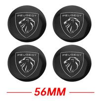 4Pcs 56/60/65mm Car Wheel Center Hub Caps Dust Cover Sticker For Peugeot 408 4008 308 3008 2008 5008 508 106 107 208 301 205 607 black